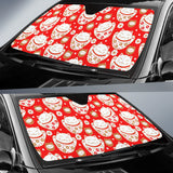 Cute Maneki Neko Cat Red Background Car Sun Shade