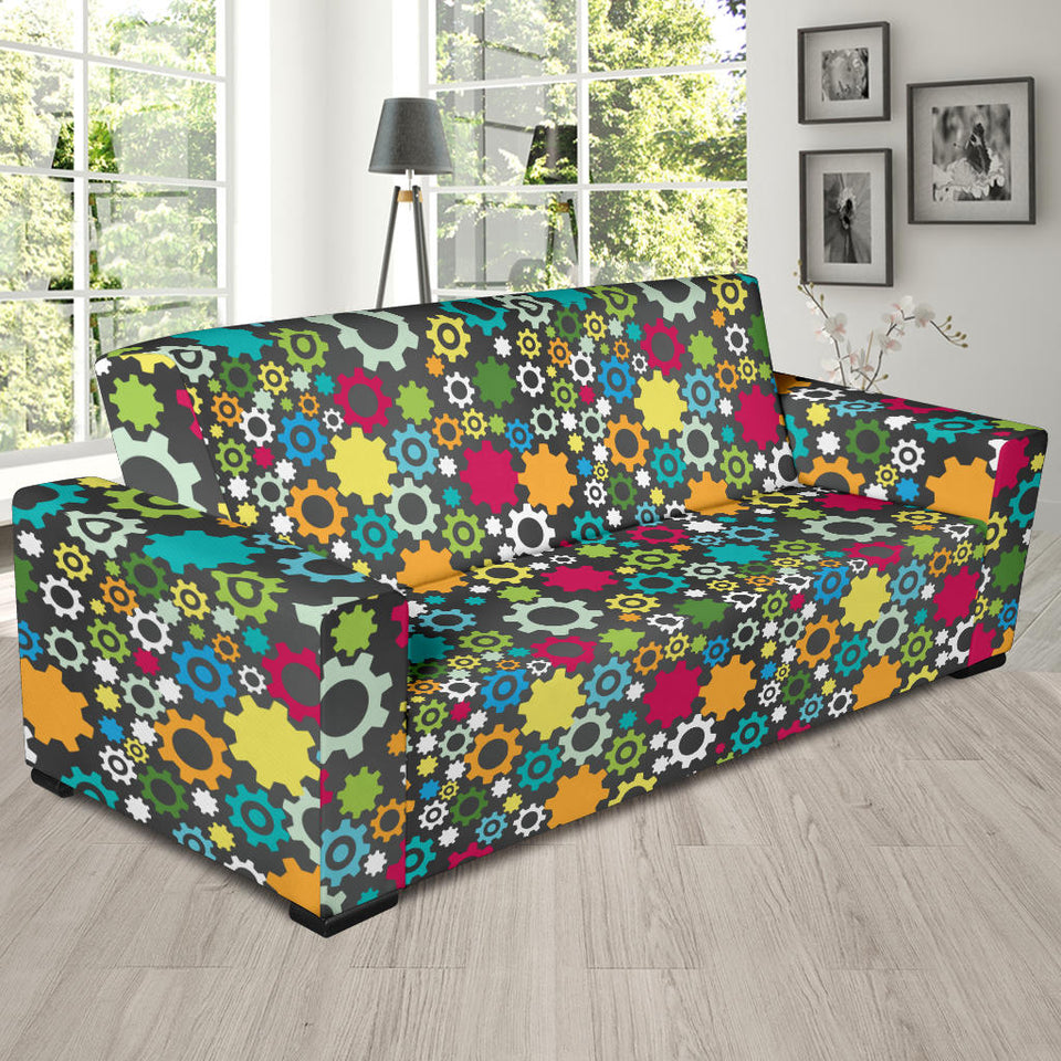 Gear Pattern Print Design 03 Sofa Slipcover