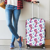 Purple Seahorse Blue Coral Pattern Cabin Suitcases Luggages