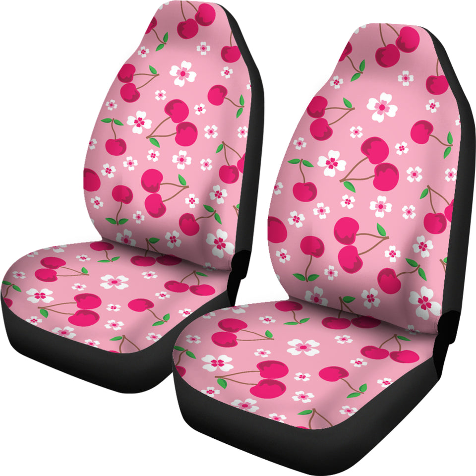 Cherry Flower Pattern Pink Background  Universal Fit Car Seat Covers