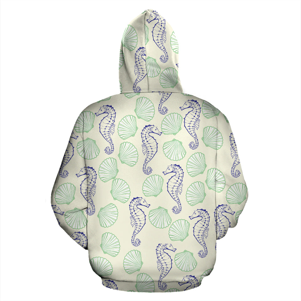 Seahorse Shell Pattern Zip Up Hoodie