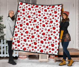 Ladybug Pattern Print Design 04 Premium Quilt