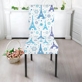 Eiffel Tower Pattern Print Design 01 Dining Chair Slipcover