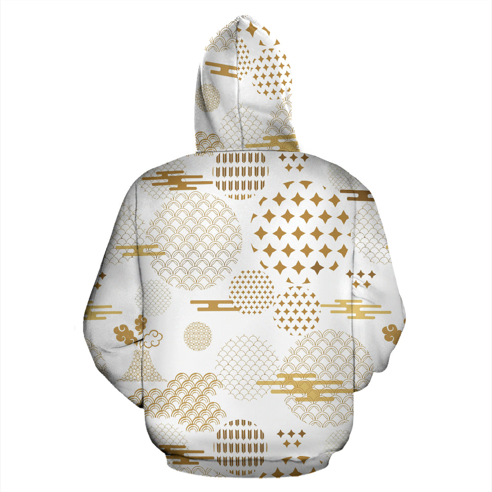 Beautiful Gold Japanese Pattern Zip Up Hoodie