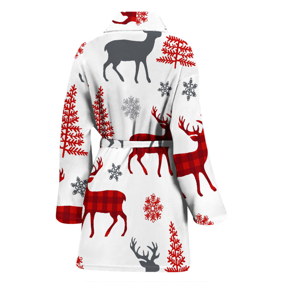 Deer Tree Snowflakes Chrismas Pattern Women'S Bathrobe
