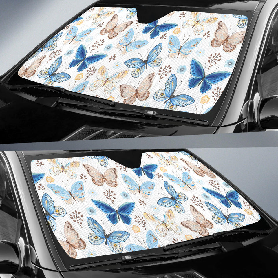 Blue Butterfly Pattern Car Sun Shade