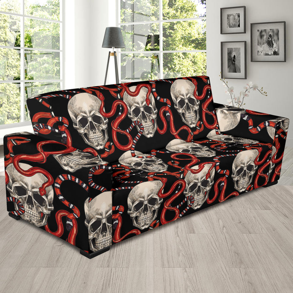 Red Snake Skull Pattern Sofa Slipcover
