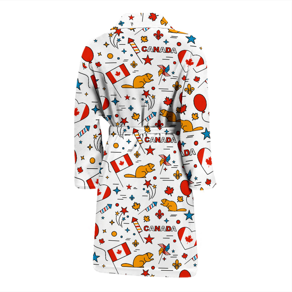 Canada Pattern Print Design 03 Men's Bathrobe