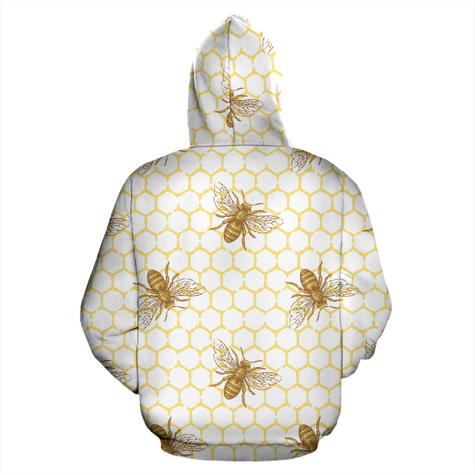 Bee Honeycomb Seamless Design Pattern Men Women Pullover Hoodie