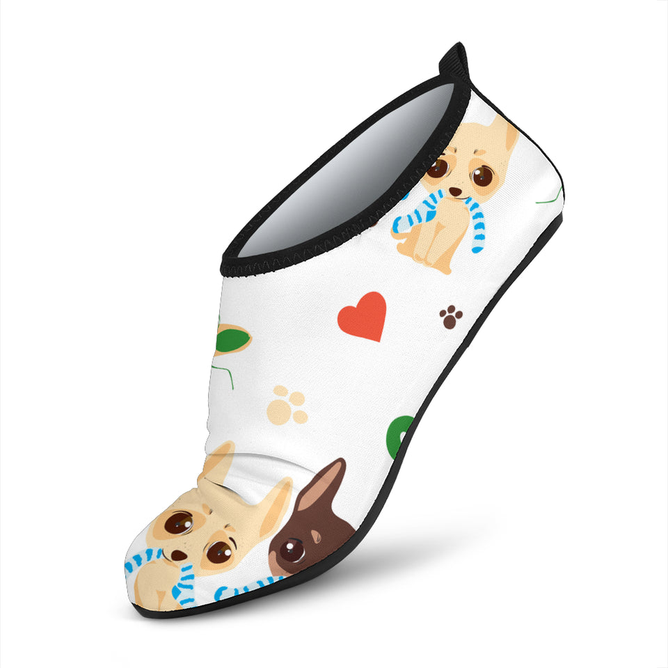 Cute Chihuahua Dog Pattern Aqua Shoes