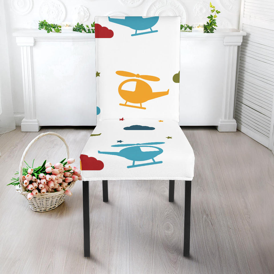 Colorful Helicopter Pattern Dining Chair Slipcover