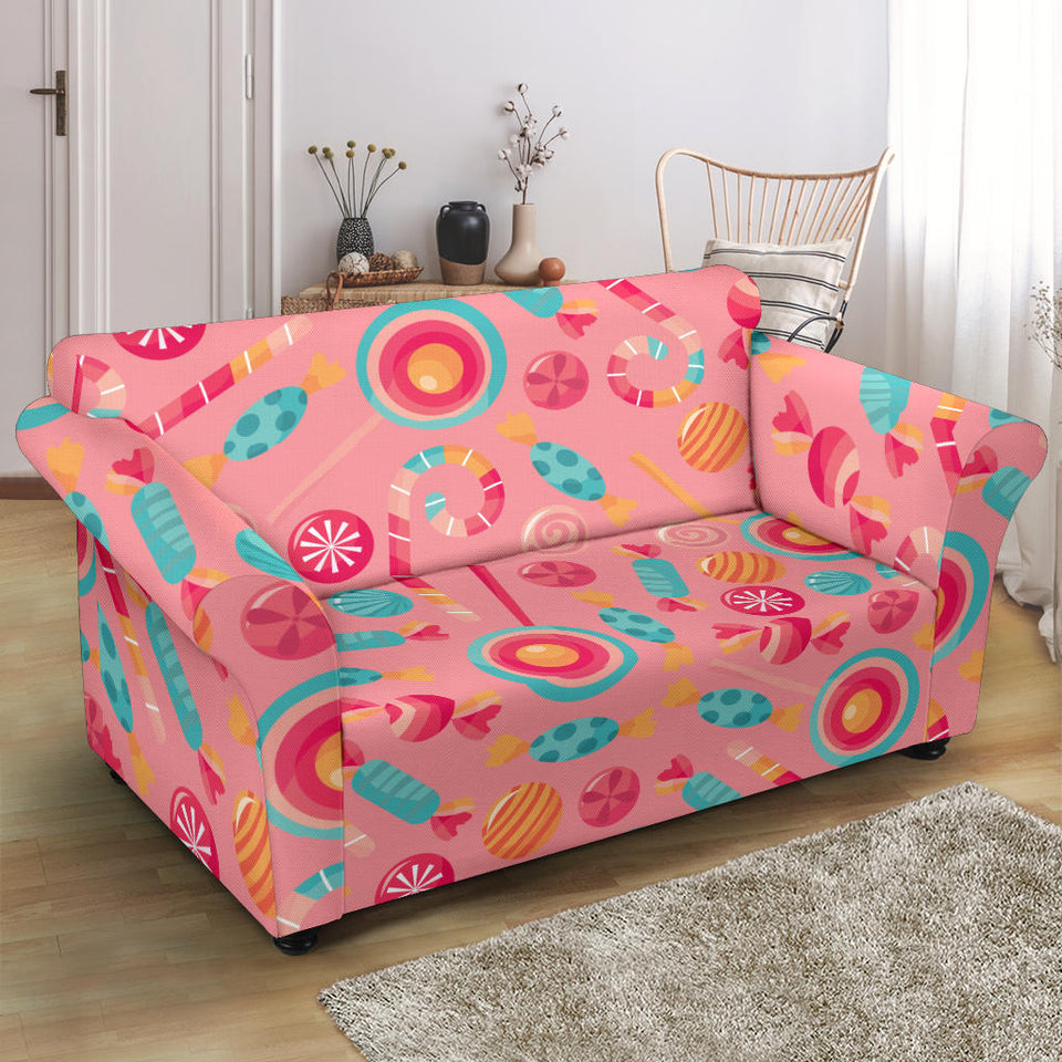 Colorful Candy Pattern Loveseat Couch Slipcover