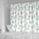 Pastel Color Cactus Pattern  Shower Curtain Fulfilled In US