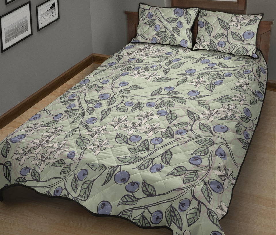 hand drawn blueberry pattern Quilt Bed Set