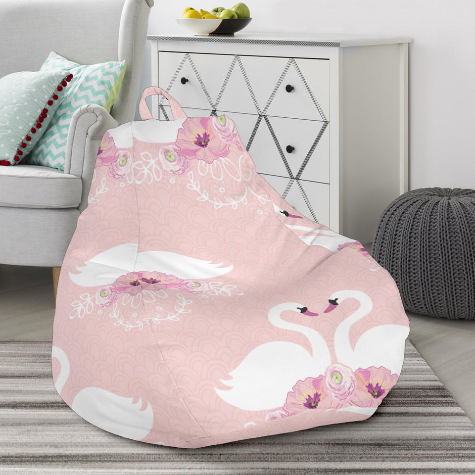 White Swan And Flower Love Pattern Bean Bag Cover
