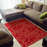 Gold Dragons Red Background Area Rug