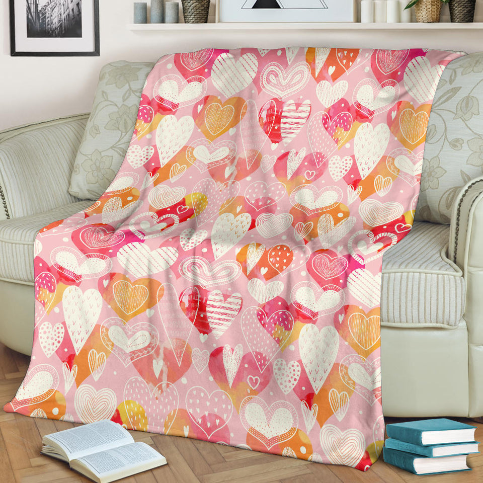 Hand Drawn Heart Design Pattern Premium Blanket