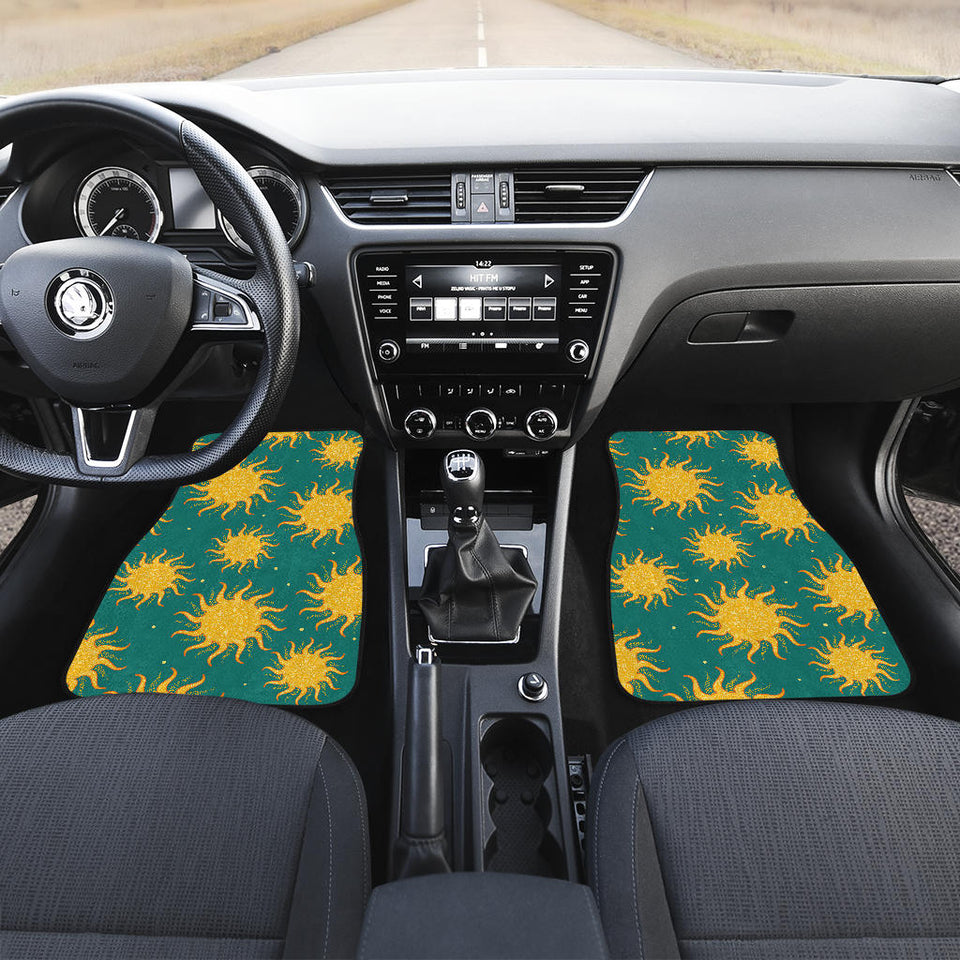 Sun Green Background Front And Back Car Mats