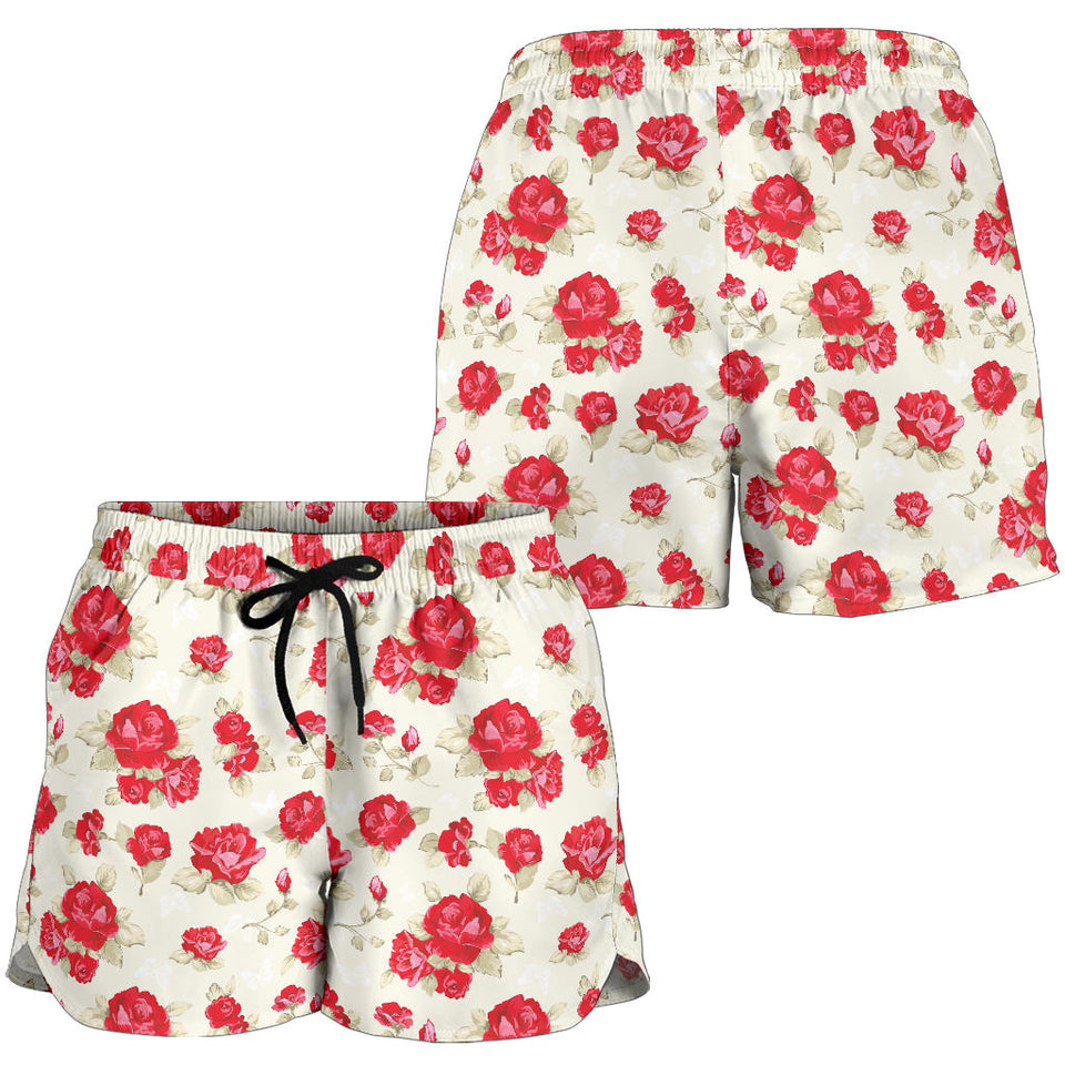 Rose Pattern Print Design 01 Women Shorts