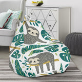 Cute Sloths Tropical Palm Leaves White Background Bean Bag Cover