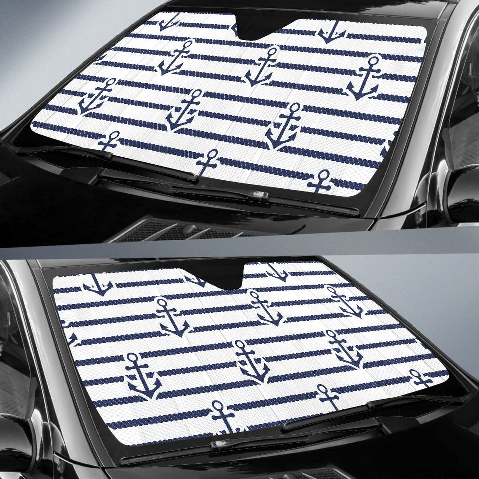 Anchor Rope Nautical  Pattern Car Sun Shade