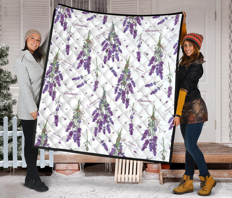 Lavender Flower Design Pattern Premium Quilt