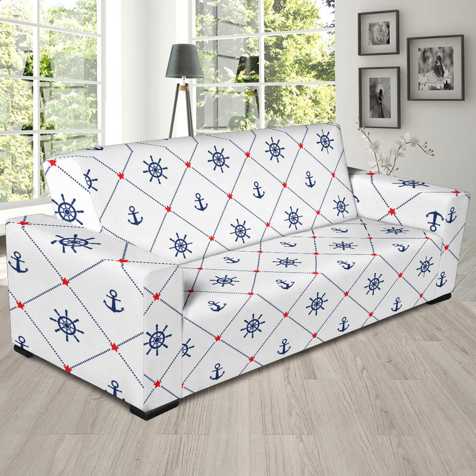 Anchor Rudder Nautical Design Pattern Sofa Slipcover