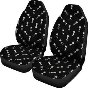 Engine Piston Black Theme Pattern Print Design 03 Universal Fit Car Seat Covers
