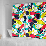 Watercolor Bowling Ball Pins Shower Curtain Fulfilled In US