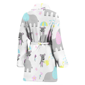 Cute Elephant Mouse Pattern Women'S Bathrobe