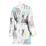 Cute Elephant Mouse Pattern Women'S Bathrobe