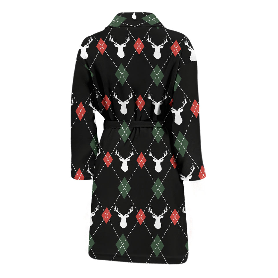 Deer Christmas New Year Pattern Argyle Men'S Bathrobe