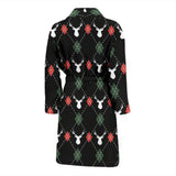 Deer Christmas New Year Pattern Argyle Men'S Bathrobe