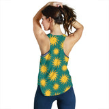 Sun green background Women Racerback Tank Top