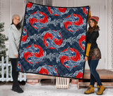 Koi Fish Carp Fishs Hand Drawn Japanese Art Premium Quilt