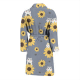 Cute Hamster Sunflower Pattern Background Men'S Bathrobe