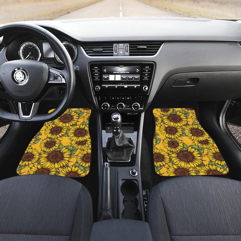 Sunflower Pattern Front And Back Car Mats