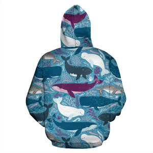 Whale Design Pattern Men Women Pullover Hoodie