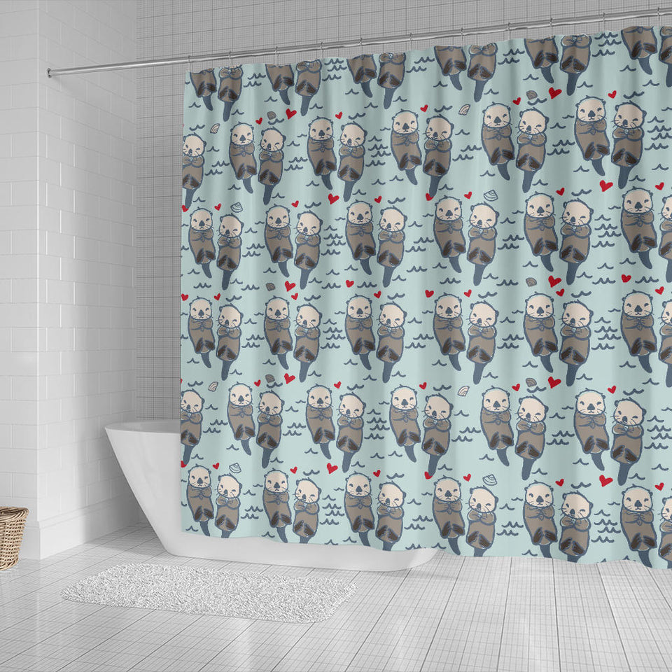 Lovely Sea Otter Pattern Shower Curtain Fulfilled In US