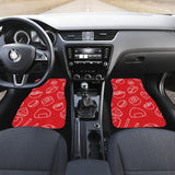 Sushi Pattern Red Background Front And Back Car Mats