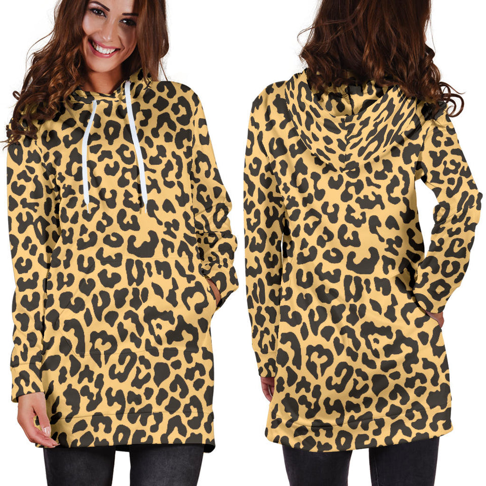 Leopard Skin Print Women'S Hoodie Dress