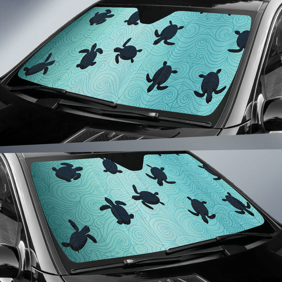 Sea Turtle With Blue Ocean Backgroud Car Sun Shade