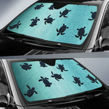 Sea Turtle With Blue Ocean Backgroud Car Sun Shade