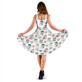 English Bulldog Pattern Print Design 03 Sleeveless Midi Dress