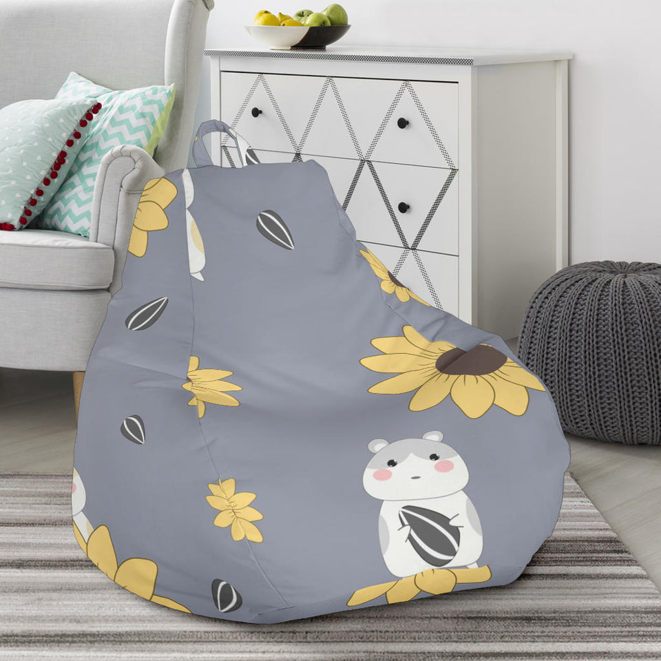 Cute Hamster Sunflower Pattern Background Bean Bag Cover