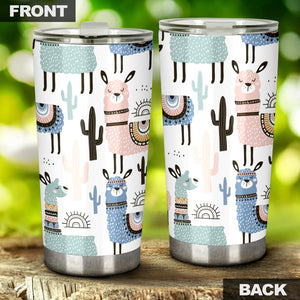 Lama Alpaca Cactus Hand Drawn Pattern Tumbler