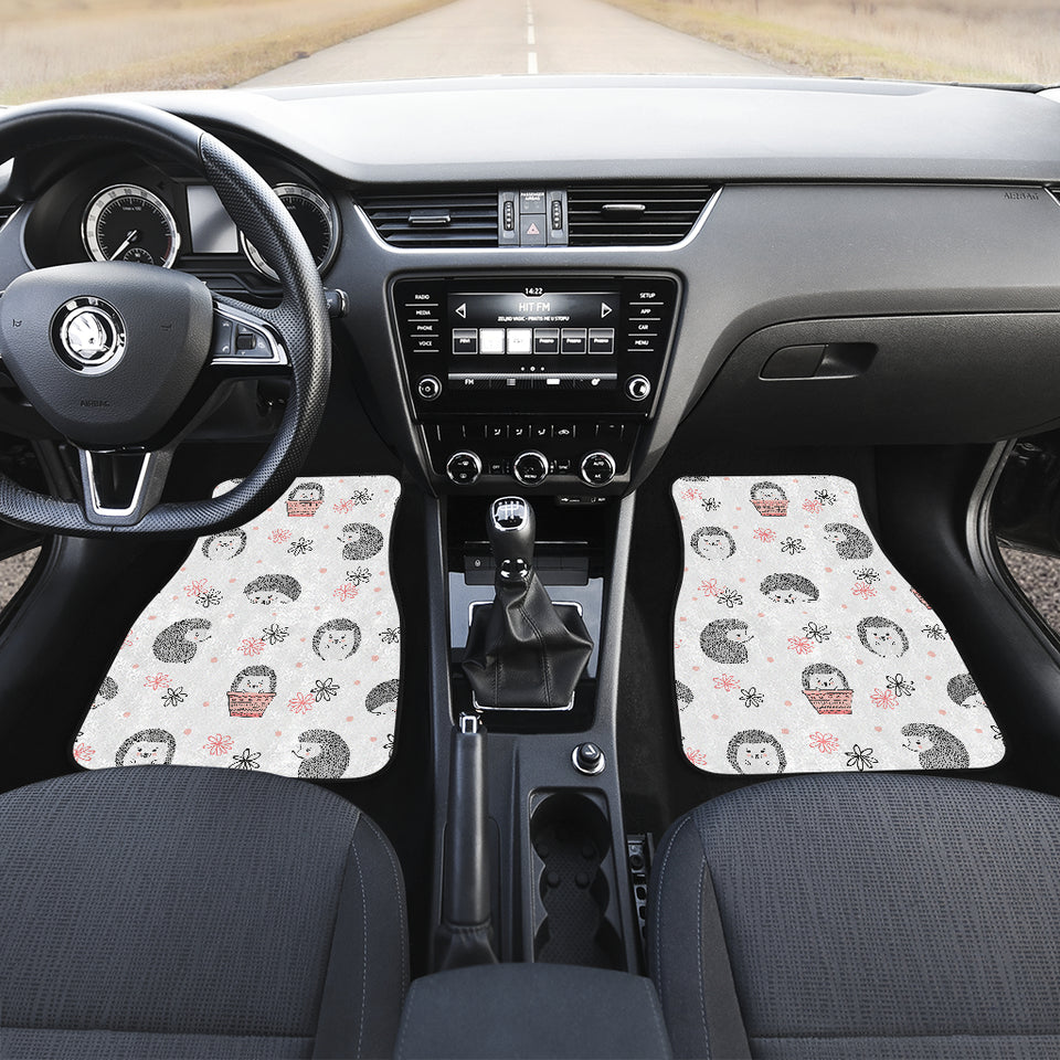Hedgehog Pattern Print Design 02 Front and Back Car Mats
