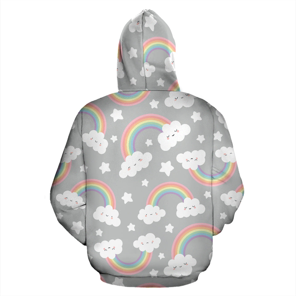 Cute Rainbow Clound Star Pattern Zip Up Hoodie