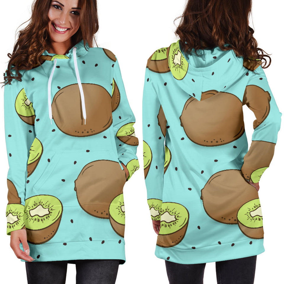 Kiwi Blue Background Women'S Hoodie Dress