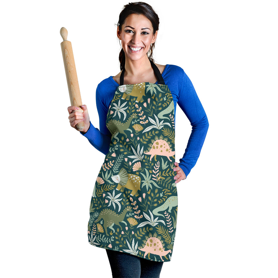 Dinosaurs Tropical Leaves Flower Pattern Adjustable Apron